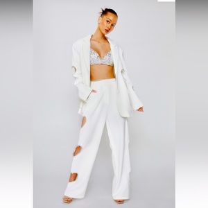 Nasty Gal White Heart Cut Out Pants